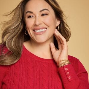 Talbots Small Supersoft Cable Knit Red Crewneck Sweater